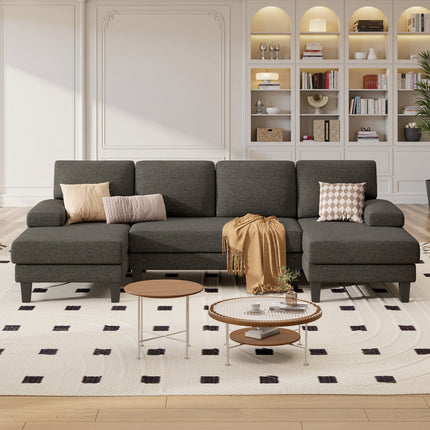 U-Shaped Sectional Sofa – Modular Double Chaise Sleeper Lounge