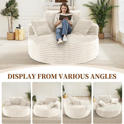 55” 3.5cm Thick Corduroy Foam Sofa – Round, with Pillows