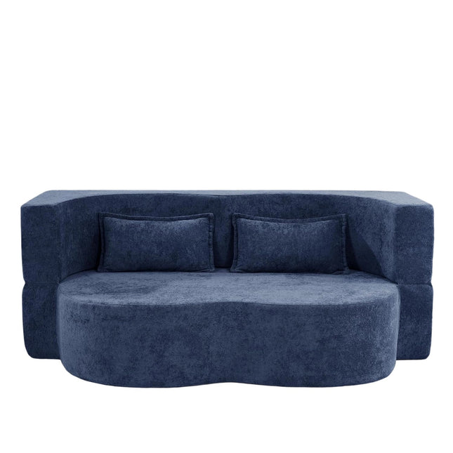 78” Velvet Sofa Bed 2-in-1 Memory Foam No Assembly