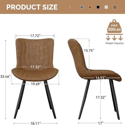 PU Leather Dining Chairs – Metal Legs, Modern Design Set of 4