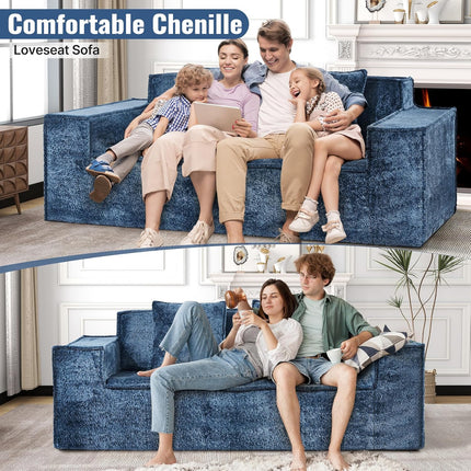 77” Chenille Cloud Loveseat  No Assembly with 2 Pillows