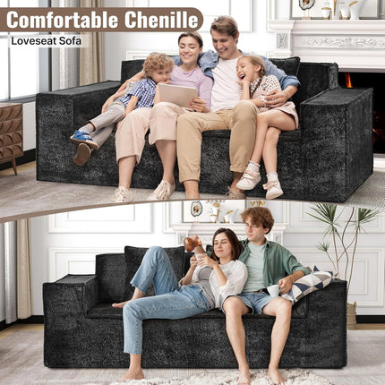 77” Chenille Cloud Loveseat  No Assembly with 2 Pillows
