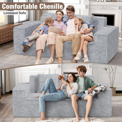 77” Chenille Cloud Loveseat  No Assembly with 2 Pillows