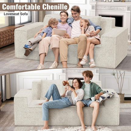 77” Chenille Cloud Loveseat  No Assembly with 2 Pillows