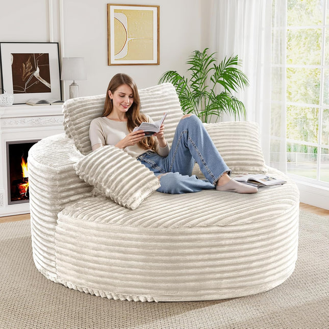 55” 3.5cm Thick Corduroy Foam Sofa – Round, with Pillows