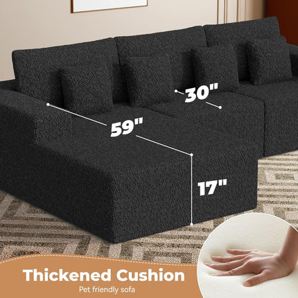111” Modular L-Shaped Cloud Sofa – No Assembly Deep Seat