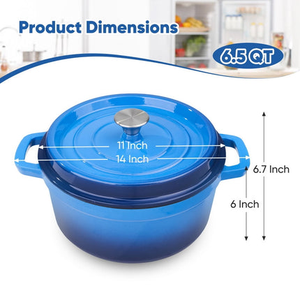 6.5 QT Enameled Cast Iron Dutch Oven with Lid