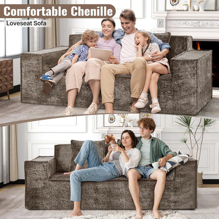77” Chenille Cloud Loveseat  No Assembly with 2 Pillows