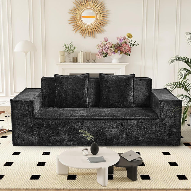 77” Chenille Cloud Loveseat  No Assembly with 2 Pillows