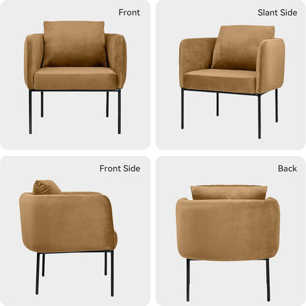 Modern Accent Chair – Soft Back, Metal Frame, Upholstered