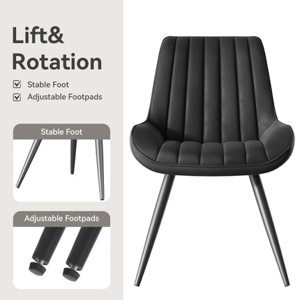 Modern Dining Chairs Fabric Upholstered Cushions Metal Legs Set of 4