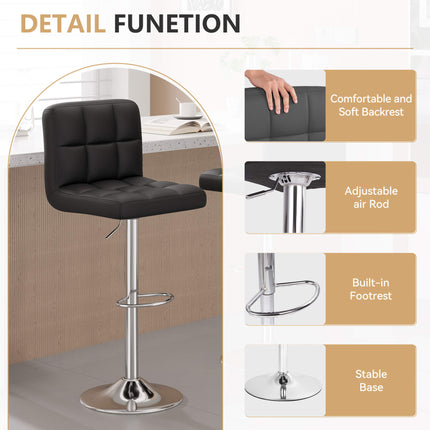Modern PU Leather Adjustable Bar Stools Set of 2