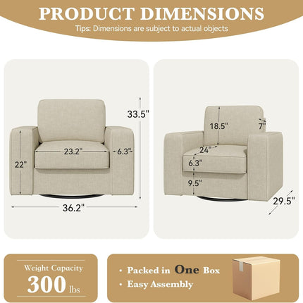 360° Swivel Accent Chair – Mid-Century 36” Wide FSC-Certified