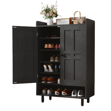 Farmhouse Shoe Cabinet with Adjustable Shelves Entrance Shoe Rack
