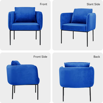 Modern Accent Chair – Soft Back, Metal Frame, Upholstered