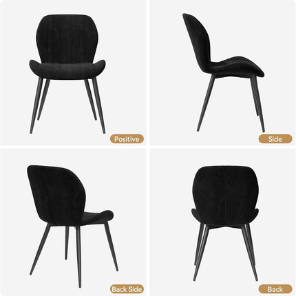 Velvet Dining Chairs – Thick Cushions, Metal Legs Set of 2