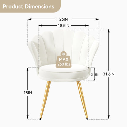 Velvet Upholstered Accent Chair Gold Metal Legs Vanity Chair