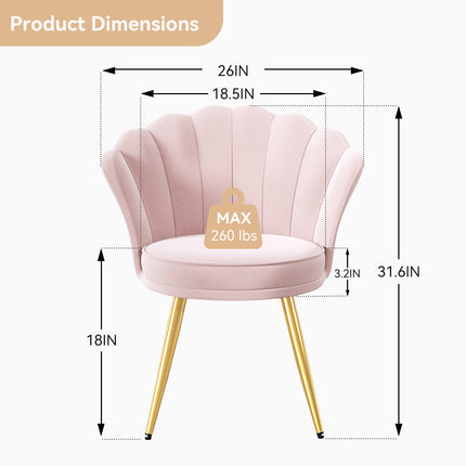 Velvet Upholstered Accent Chair Gold Metal Legs Vanity Chair