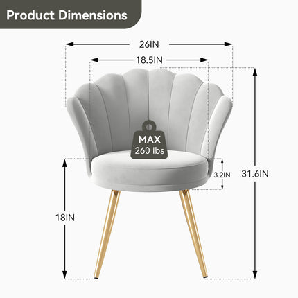 Velvet Upholstered Accent Chair Gold Metal Legs Vanity Chair