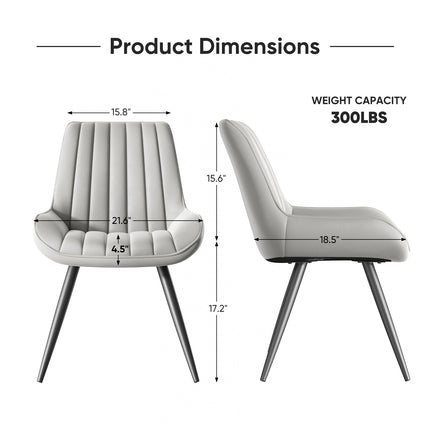 Modern Dining Chairs Fabric Upholstered Cushions Metal Legs Set of 4