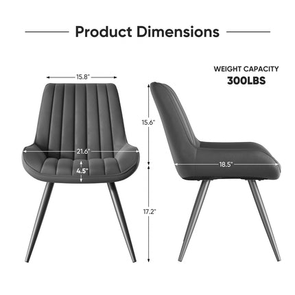 Modern Dining Chairs Fabric Upholstered Cushions Metal Legs Set of 4