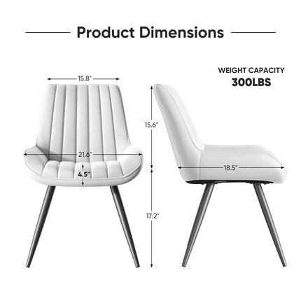 Modern Dining Chairs Fabric Upholstered Cushions Metal Legs Set of 4