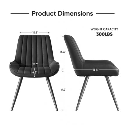 Modern Dining Chairs Fabric Upholstered Cushions Metal Legs Set of 4