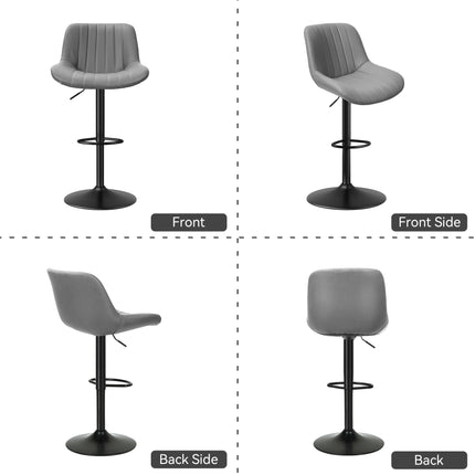 Adjustable Swivel Bar Stools Fabric Counter Height Set of 2