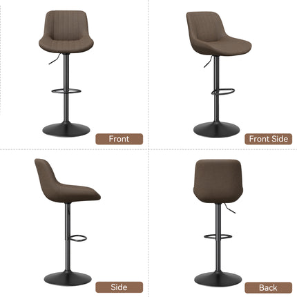 Adjustable Swivel Bar Stools Fabric Counter Height Set of 2