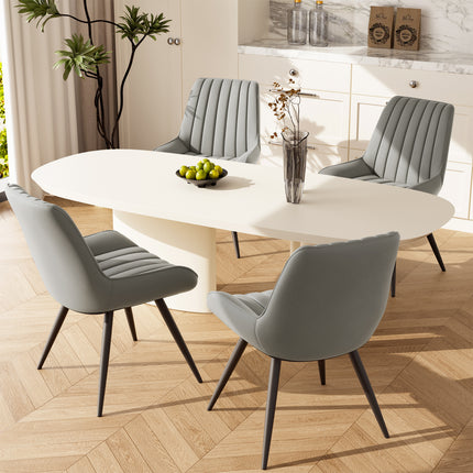 Modern Dining Chairs Fabric Upholstered Cushions Metal Legs Set of 4