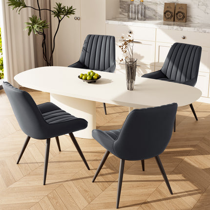 Modern Dining Chairs Fabric Upholstered Cushions Metal Legs Set of 4