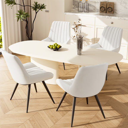 Modern Dining Chairs Fabric Upholstered Cushions Metal Legs Set of 4