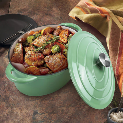 Oval Cast Iron Dutch Oven Pot 4.5 Quart Enameled Pot