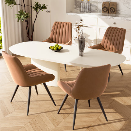 Modern Dining Chairs Fabric Upholstered Cushions Metal Legs Set of 4