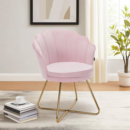 Modern Accent Chair – Petal Back Gold Metal Legs 130kg Capacity