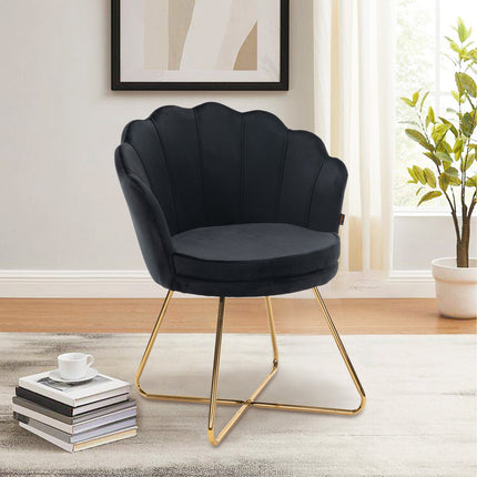 Modern Accent Chair – Petal Back Gold Metal Legs 130kg Capacity