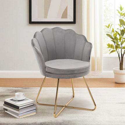 Modern Accent Chair – Petal Back Gold Metal Legs 130kg Capacity