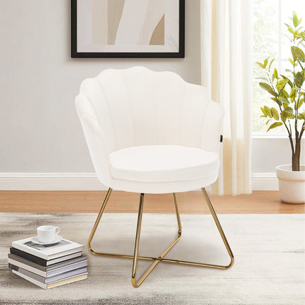 Modern Accent Chair – Petal Back Gold Metal Legs 130kg Capacity