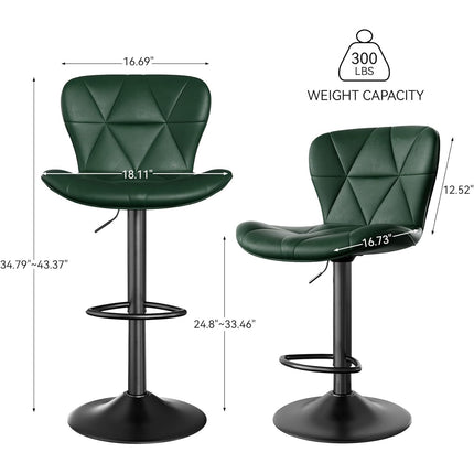 Adjustable Swivel Bar Stools Faux Leather Counter Height Set of 4