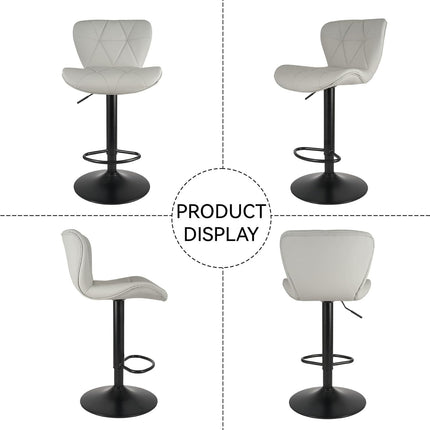 Adjustable Swivel Bar Stools Faux Leather Counter Height Set of 4