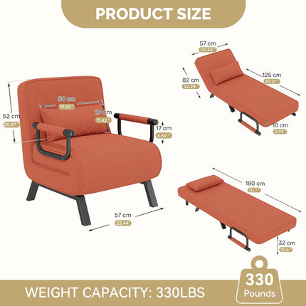 4-in-1 Folding Sofa Bed – Adjustable 150kg Capacity Metal Frame