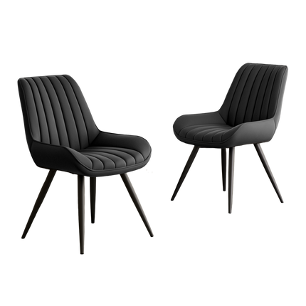 Modern Dining Chairs Fabric Upholstered Cushions Metal Legs Set of 4