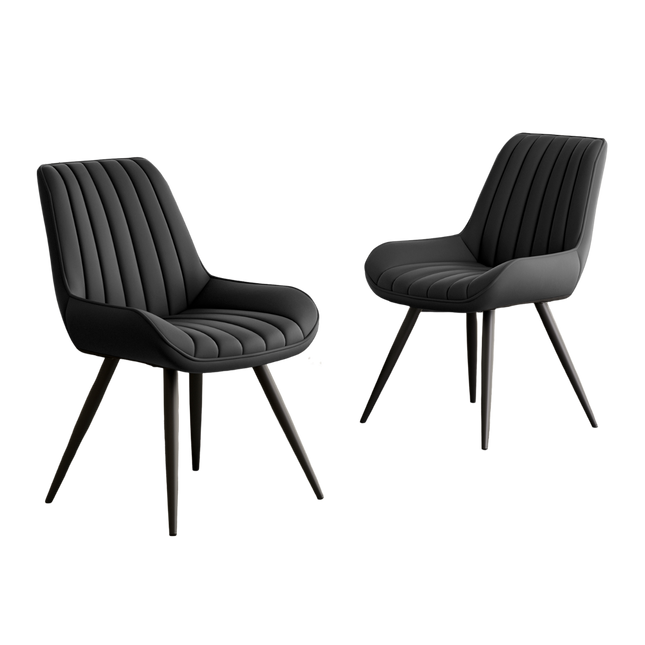 Modern Dining Chairs Fabric Upholstered Cushions Metal Legs Set of 4