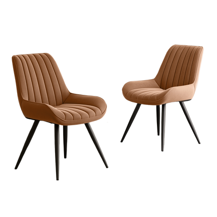 Modern Dining Chairs Fabric Upholstered Cushions Metal Legs Set of 4