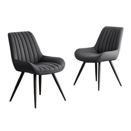 Modern Dining Chairs Fabric Upholstered Cushions Metal Legs Set of 4