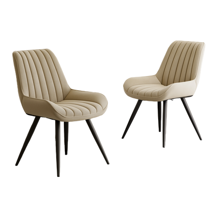 Modern Dining Chairs Fabric Upholstered Cushions Metal Legs Set of 4