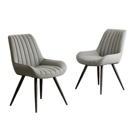 Modern Dining Chairs Fabric Upholstered Cushions Metal Legs Set of 4