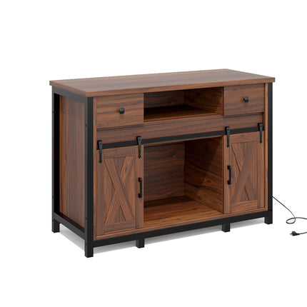 Aquarium Stand  55-120 Gal 1000lb Capacity Power Outlet Barn Door Design