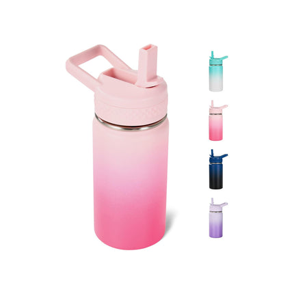12oz Insulated Kids Water Bottle Stainless Steel Straw Lid BPA-Free