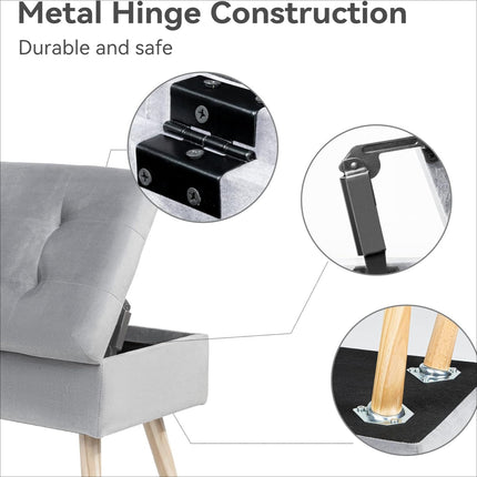 Storage Ottoman Bench – Upholstered, Safety Hinge, for Bedroom